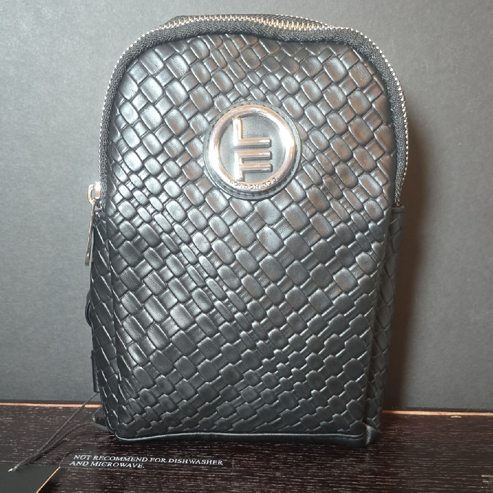 NWT Black Woven Leather Sling Bag
